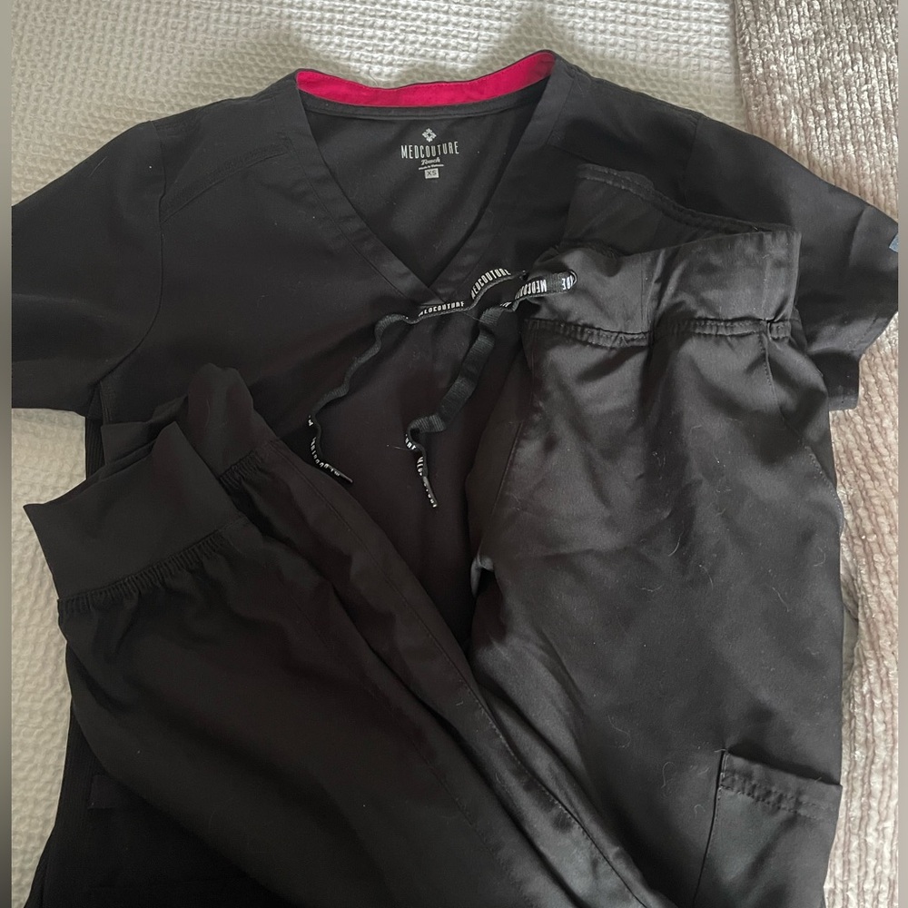 medcouture black womens scrub set